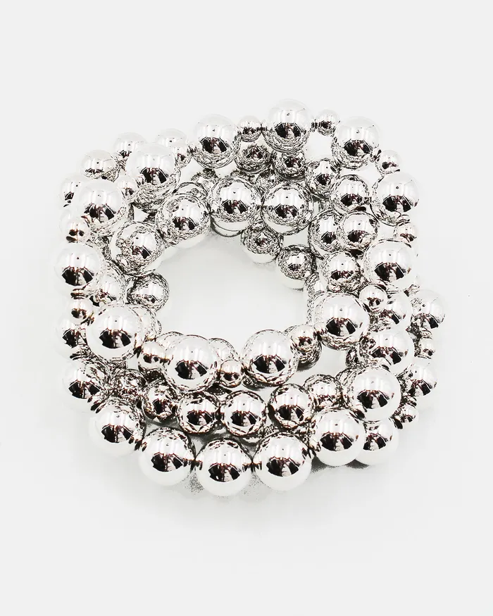 Bracelets Shiny Metal Ball Bracelet Set 07042023 Bracelets Shiny Metal Ball Bracelet Set 07042023
