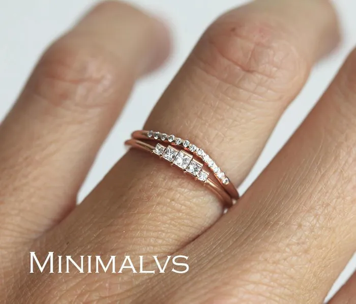 Capucinne Rings Art Deco Diamond Ring Matching Curved Band