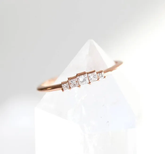 Capucinne Rings Art Deco Diamond Ring Matching Curved Band