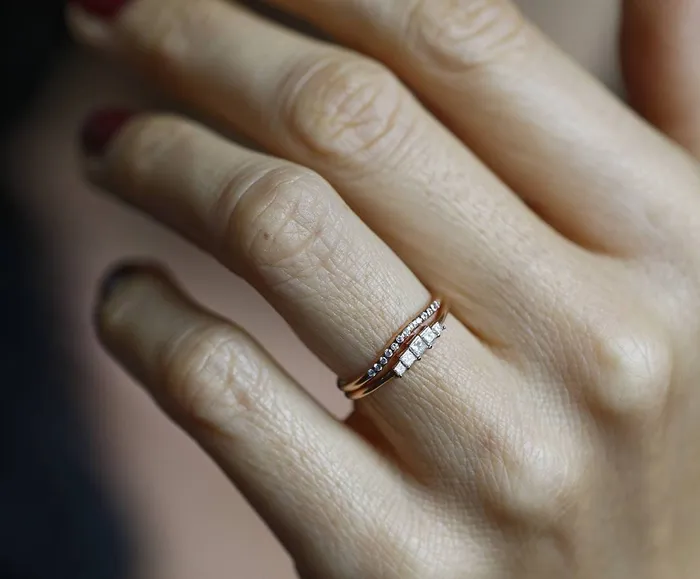 Capucinne Rings Art Deco Diamond Ring Matching Curved Band