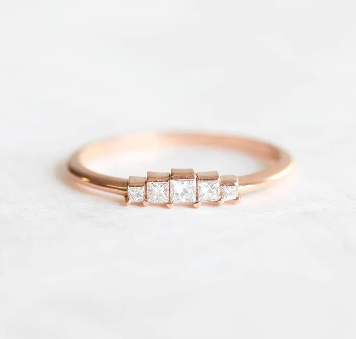 Capucinne Rings Art Deco Diamond Ring Matching Curved Band