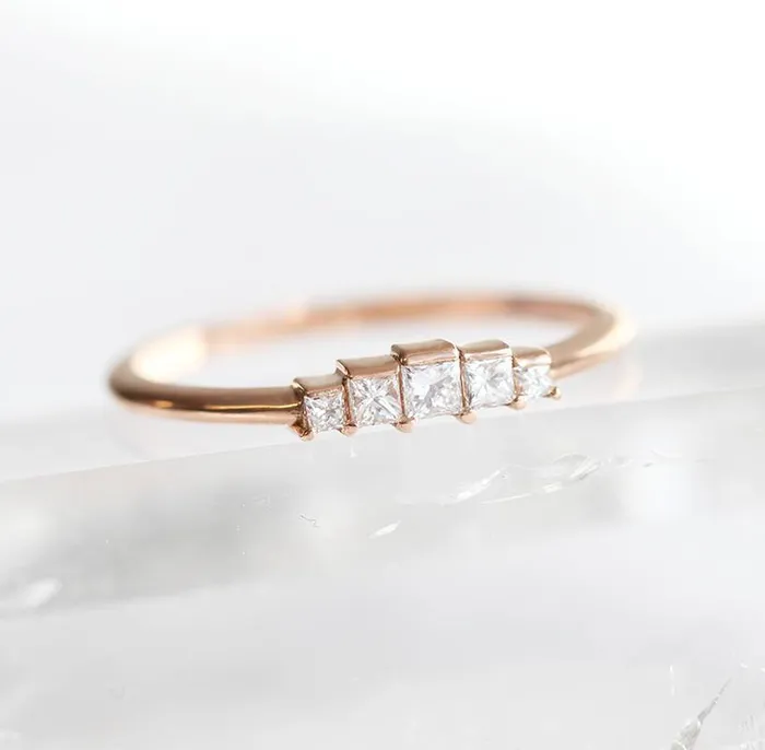 Capucinne Rings Art Deco Diamond Ring Matching Curved Band