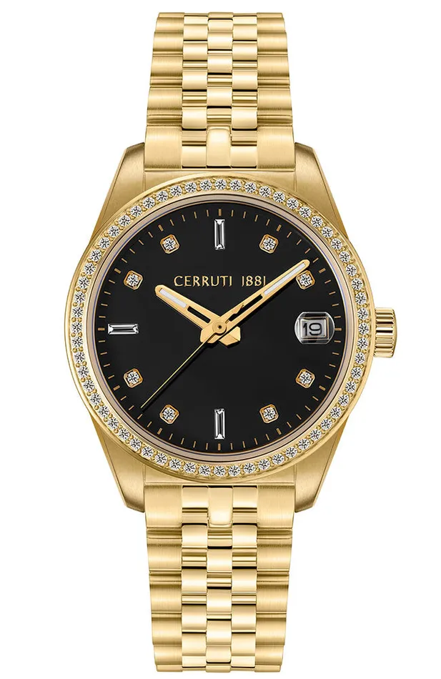 Cerruti 1881 Baccio Ladies Black Dial Gold Stainless Steel Watch Cerruti Bracelets Cerruti 1881 Baccio Ladies Black Dial Gold Stainless Steel Watch Cerruti Bracelets