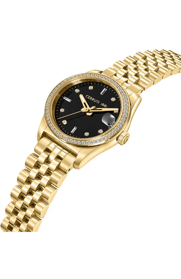 Cerruti 1881 Baccio Ladies Black Dial Gold Stainless Steel Watch Cerruti Bracelets