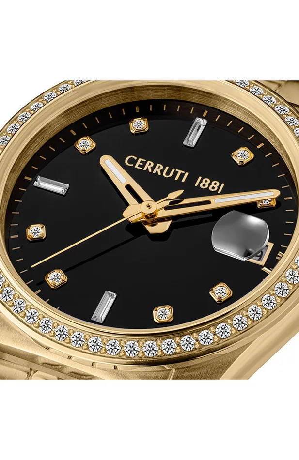 Cerruti 1881 Baccio Ladies Black Dial Gold Stainless Steel Watch Cerruti Bracelets