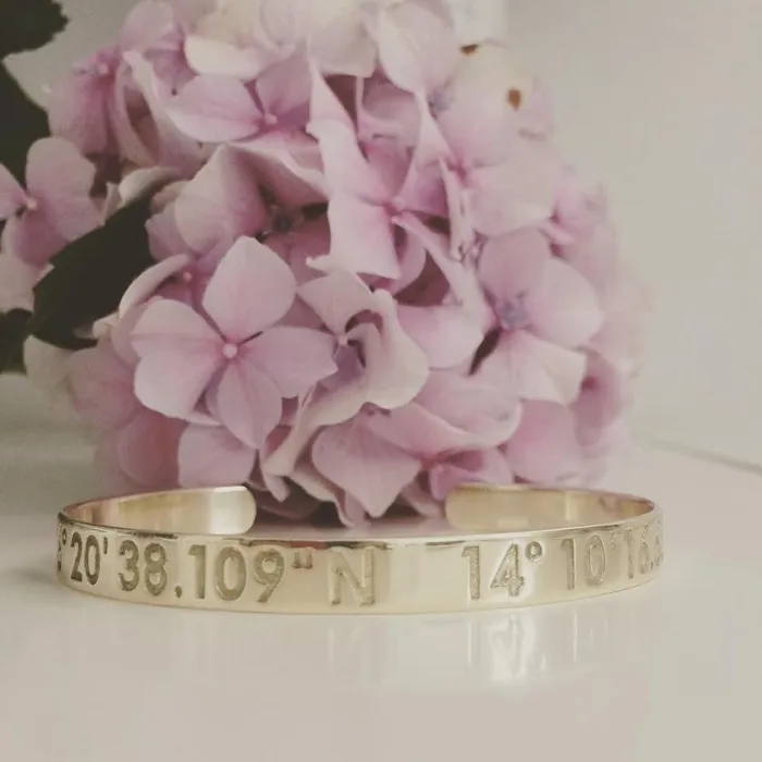 Custom Coordinate Bracelet With Personalized Engraving capucinne Bracelets