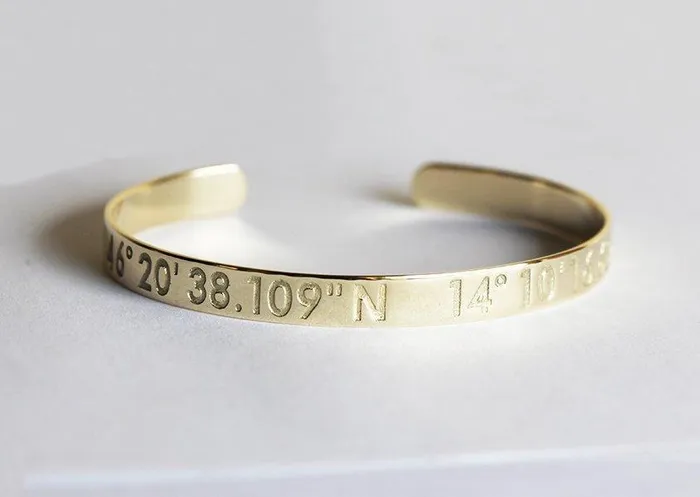 Custom Coordinate Bracelet With Personalized Engraving capucinne Bracelets