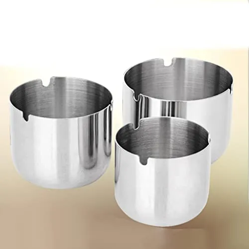 Dropshipped via Social Commerce Network Bracelets UJEAVETTE Stainless Steel Ashtray Cup Home Bar Ktv Round Smoke Groove Ash Tray 9Cm