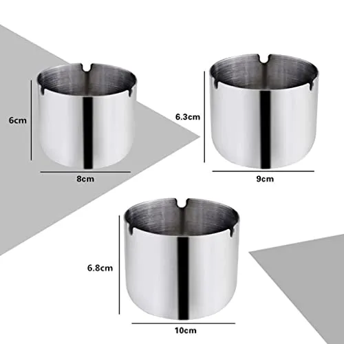 Dropshipped via Social Commerce Network Bracelets UJEAVETTE Stainless Steel Ashtray Cup Home Bar Ktv Round Smoke Groove Ash Tray 9Cm