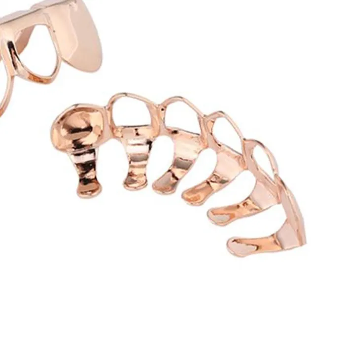 Dropshipped via Social Commerce Network PreStyled Sets CALANDIS 18K Grills 6 Fang Top Bottom Teeth Grill Set Halloween Cosplay Rose Gold