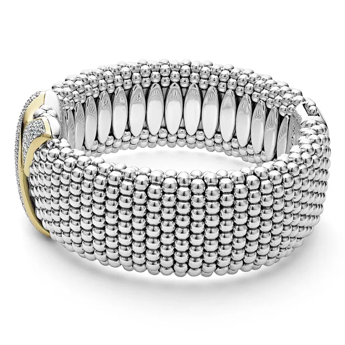 Embrace TwoTone X Diamond Caviar Bracelet 23mm LAGOS Bracelets Embrace TwoTone X Diamond Caviar Bracelet 23mm LAGOS Bracelets