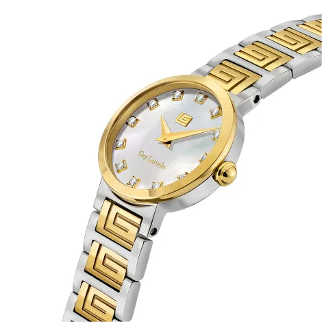 Guy Laroche Bracelets Guy Laroche Ariane Ladies White MOP Dial Silver and Gold Stainless Steel Bracelet Watch