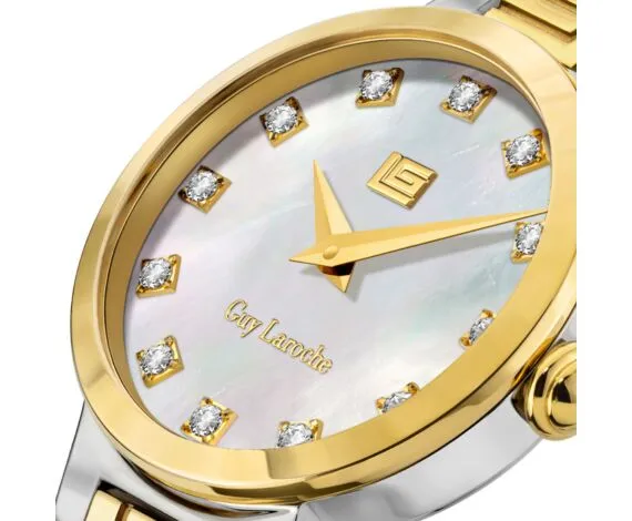 Guy Laroche Bracelets Guy Laroche Ariane Ladies White MOP Dial Silver and Gold Stainless Steel Bracelet Watch
