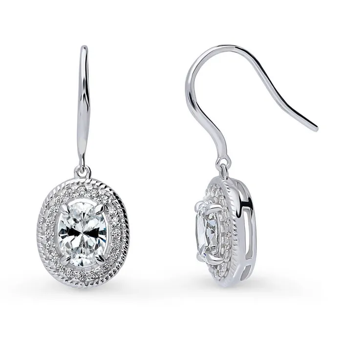 Halo Woven Oval CZ Set in Sterling Silver BERRICLE Rings
