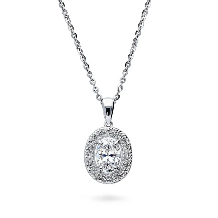 Halo Woven Oval CZ Set in Sterling Silver BERRICLE Rings