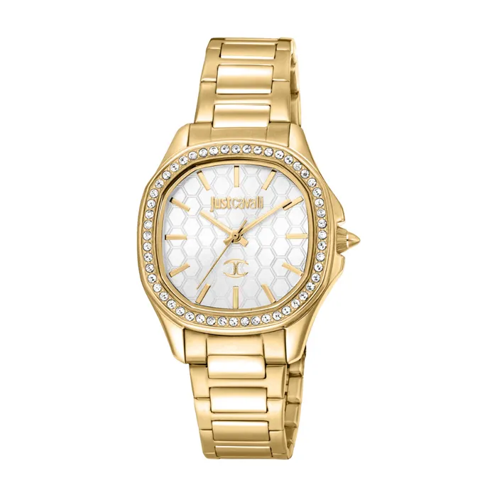 Just Cavalli Bracelets Just Cavalli Womens Gold Color Case Watch with Silver Dial and Gold Color Metal Bracelet Just Cavalli Bracelets Just Cavalli Womens Gold Color Case Watch with Silver Dial and Gold Color Metal Bracelet