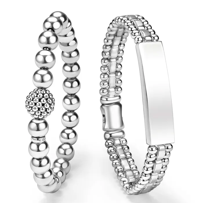 LAGOS Bracelets Signature Caviar Silver Stretch and ID Link Bracelet Gift Set