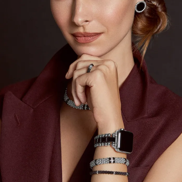 Lagos Bracelets Smart Caviar Black Ceramic and Stainless Steel Watch Bracelet3845mm Lagos Bracelets Smart Caviar Black Ceramic and Stainless Steel Watch Bracelet3845mm
