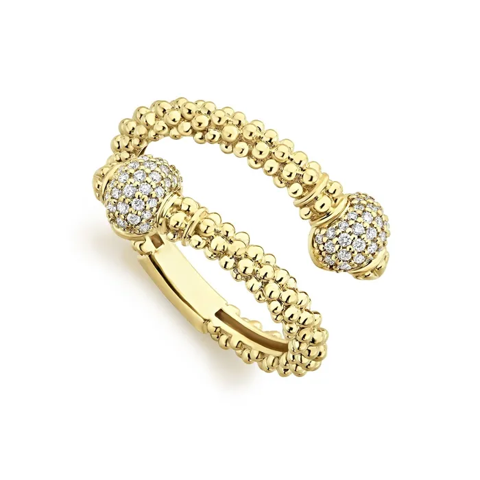 Lagos PreStyled Sets Caviar Gold 18K Gold Diamond Ball Wrap Ring
