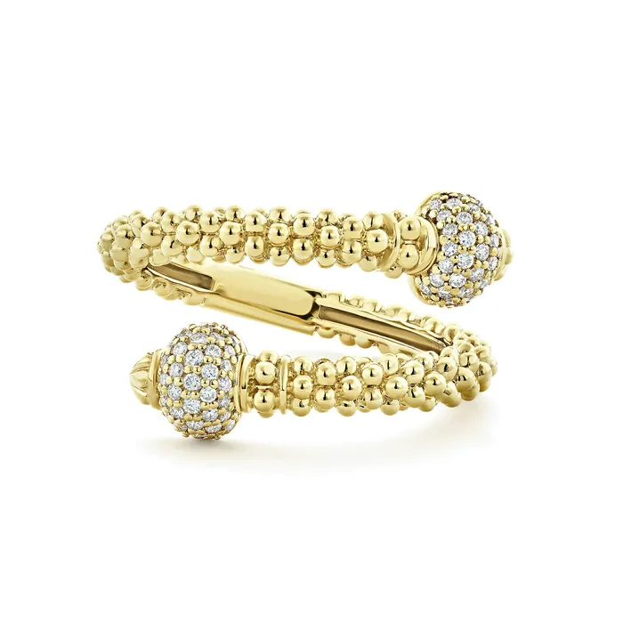 Lagos PreStyled Sets Caviar Gold 18K Gold Diamond Ball Wrap Ring