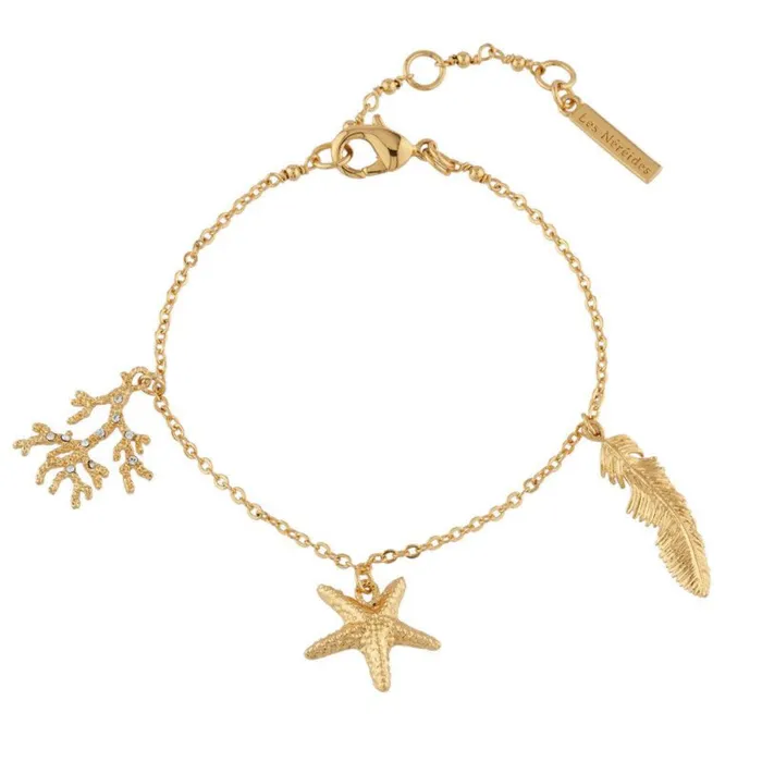 Les Nereides Bracelet With Branch Of Coral Starfish And Feather Size S Les Nereides Bracelets