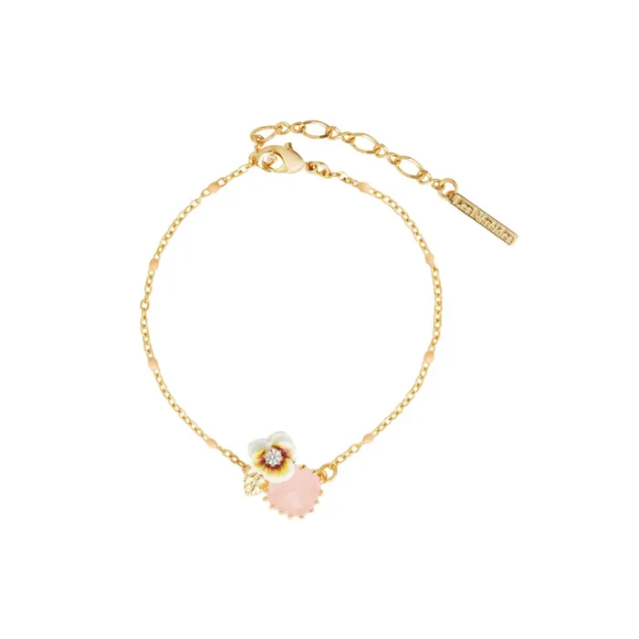 Les Nereides Bracelets Les Nereides White Pansy and Crystal Thin Bracelet