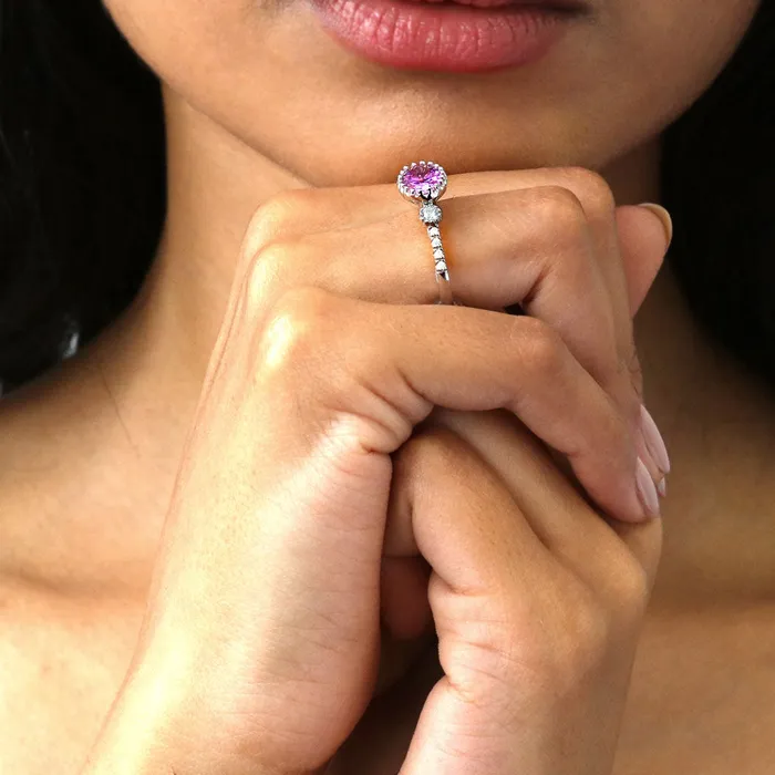 Rings 3Stone 12ct Purple Oval CZ Ring Set in Sterling Silver BERRICLE