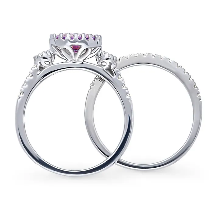Rings 3Stone 12ct Purple Oval CZ Ring Set in Sterling Silver BERRICLE