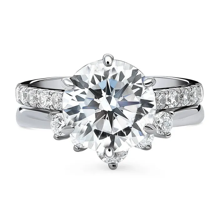 Rings BERRICLE 5Stone Solitaire 38ct CZ Ring Set in Sterling Silver