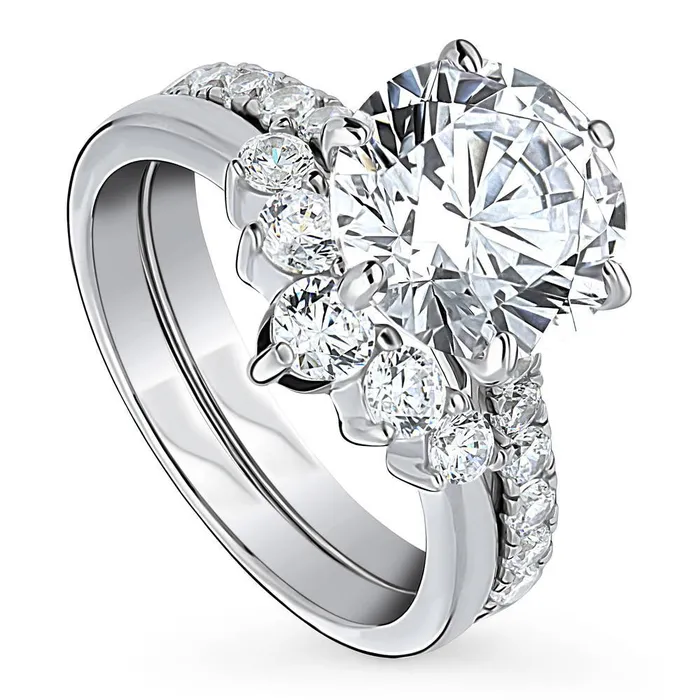 Rings BERRICLE 5Stone Solitaire 38ct CZ Ring Set in Sterling Silver