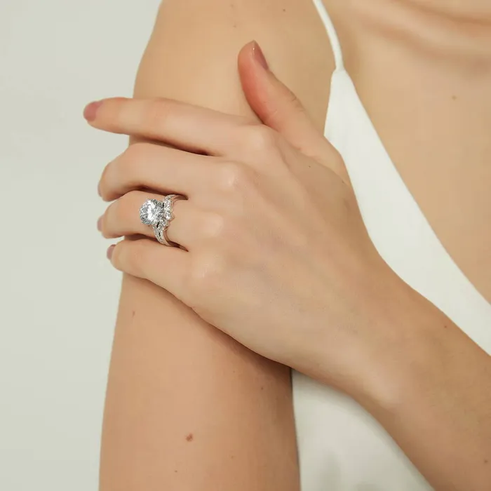 Rings BERRICLE 5Stone Solitaire 38ct CZ Ring Set in Sterling Silver