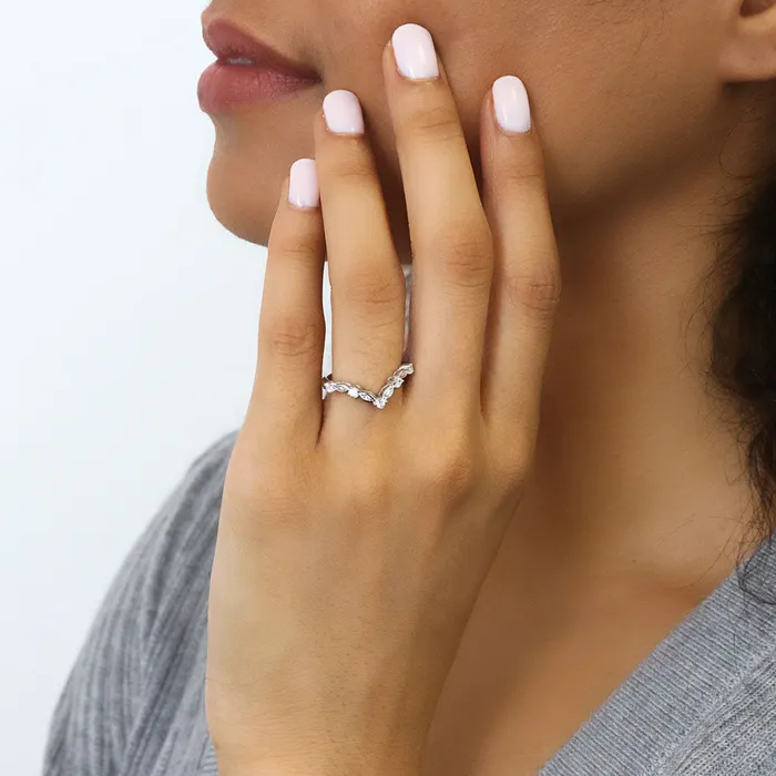 Rings BERRICLE Halo Wishbone Pink Oval CZ Ring Set in Sterling Silver