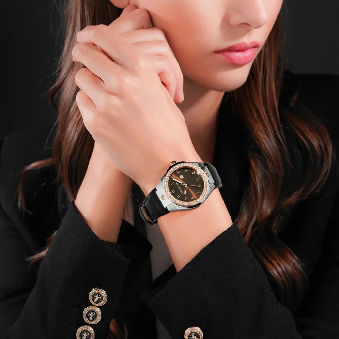 Rings Cerruti Cerruti 1881 Ruscello Ladies Brown Dial TwoTone Watch with Arabic Numerals