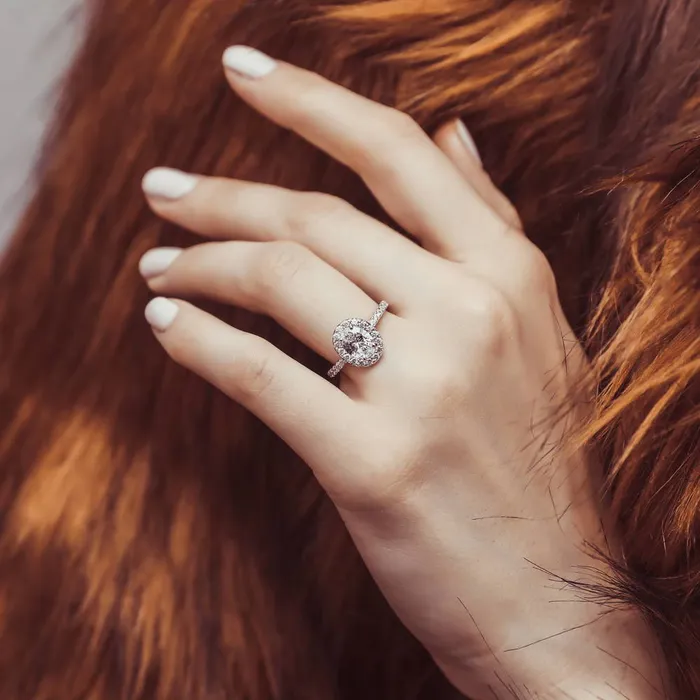 Rings Halo Oval CZ Ring Set in Sterling Silver BERRICLE