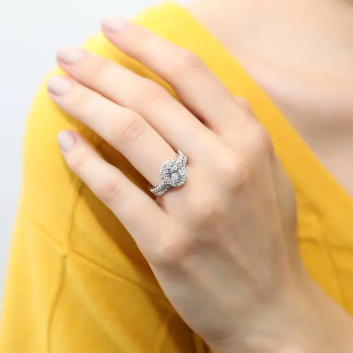 Rings Halo Oval CZ Ring Set in Sterling Silver BERRICLE