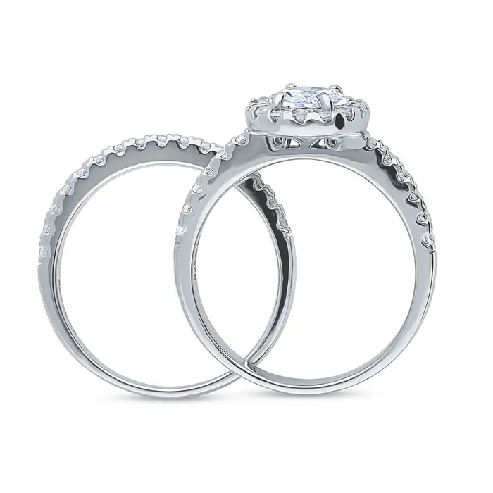 Rings Halo Oval CZ Ring Set in Sterling Silver BERRICLE