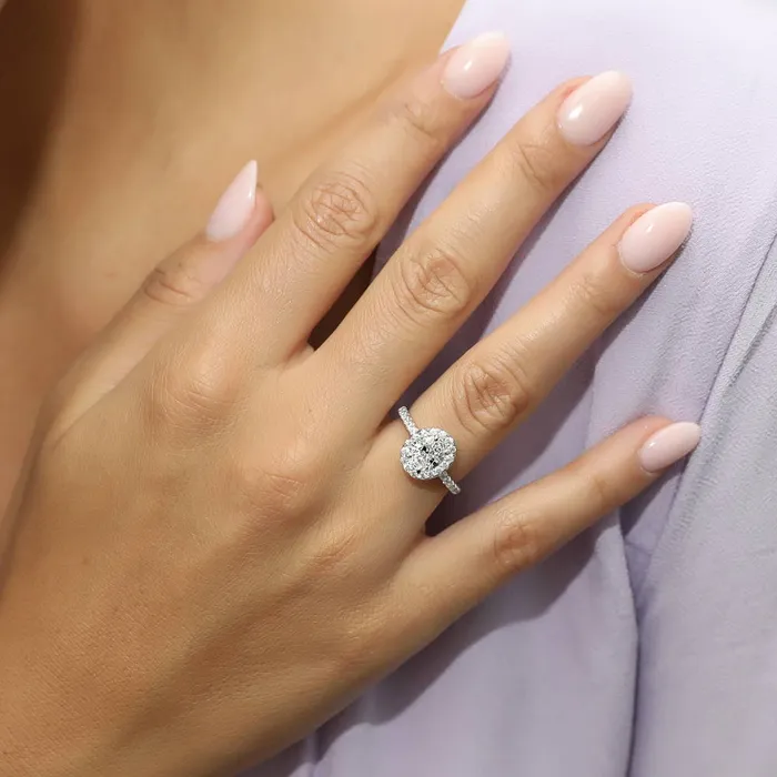 Rings Halo Oval CZ Ring Set in Sterling Silver BERRICLE