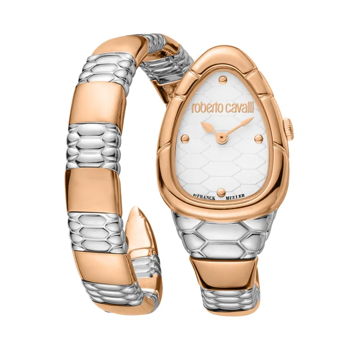 Rings Roberto Cavalli Roberto Cavalli by Franck Muller Womens Watch TwoTone Silver and Rose Gold Tone with Silver Dial Rings Roberto Cavalli Roberto Cavalli by Franck Muller Womens Watch TwoTone Silver and Rose Gold Tone with Silver Dial