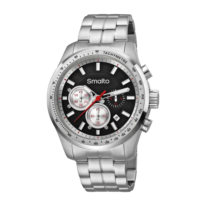 Smalto Mens Stainless Steel Chronograph Watch With Black Dial Metal Bracelet Smalto Bracelets Smalto Mens Stainless Steel Chronograph Watch With Black Dial Metal Bracelet Smalto Bracelets