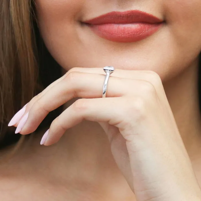 Solitaire 12ct Bezel Princess CZ Ring Set in Sterling Silver BERRICLE Rings