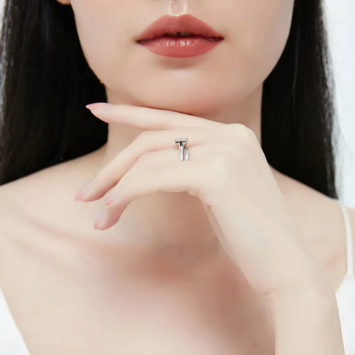 Solitaire 12ct Bezel Princess CZ Ring Set in Sterling Silver BERRICLE Rings