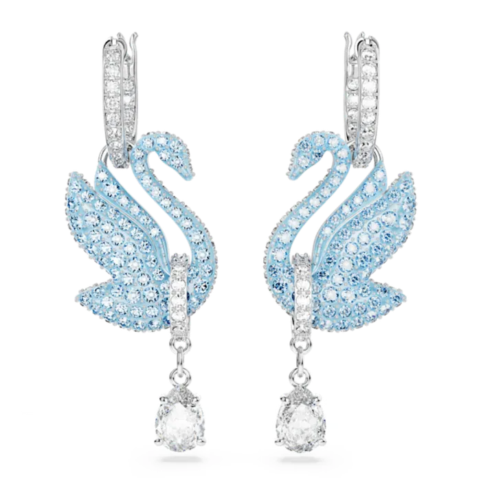 Swarovski Swarovski Iconic Swan Drop Earrings Swan Blue Rhodium plated Swarovski Earrings Swarovski Swarovski Iconic Swan Drop Earrings Swan Blue Rhodium plated Swarovski Earrings