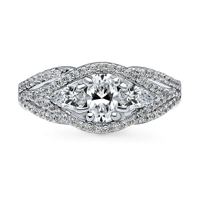 Woven 3Stone 04ct CZ Ring in Sterling Silver BERRICLE Rings