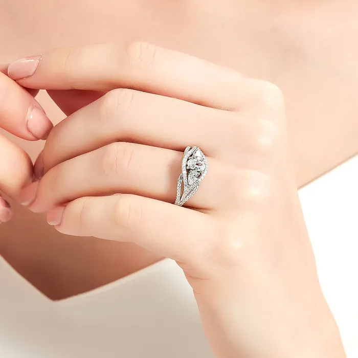 Woven 3Stone 04ct CZ Ring in Sterling Silver BERRICLE Rings