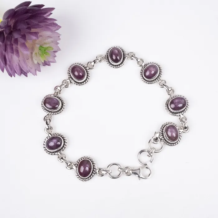 Bracelets InnerVision Crystals Star Ruby Bracelet Adjustable 925 Silver