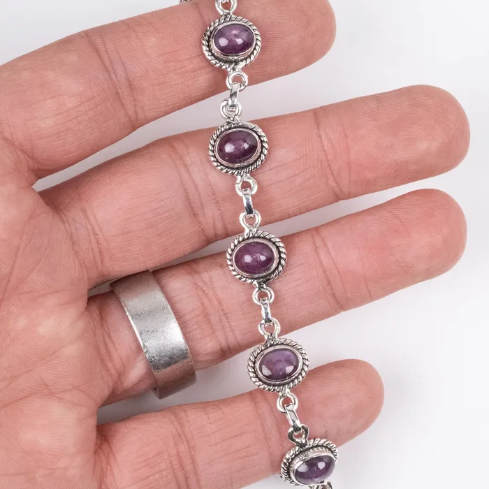 Bracelets InnerVision Crystals Star Ruby Bracelet Adjustable 925 Silver