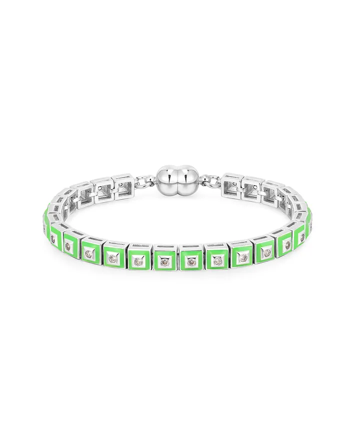 Bracelets Luv Aj Pyramid Stud Tennis Bracelet Bright Green Silver