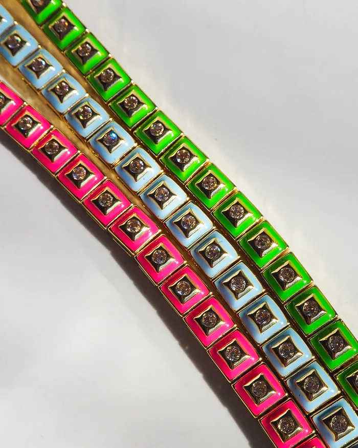 Bracelets Luv Aj Pyramid Stud Tennis Bracelet Bright Green Silver Bracelets Luv Aj Pyramid Stud Tennis Bracelet Bright Green Silver
