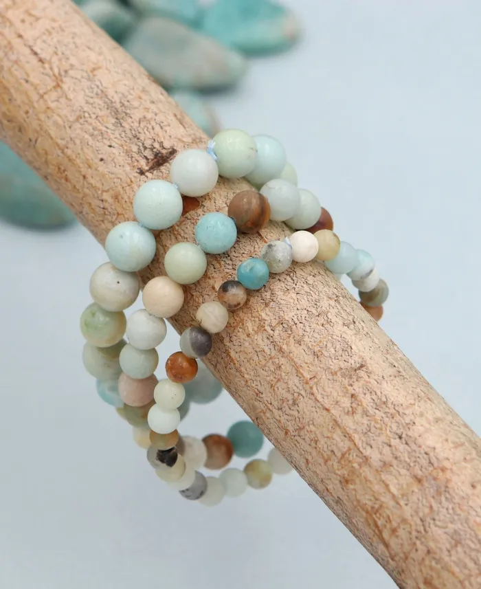 Buddha Groove Amazonite Gemstone Bead Bracelet Bracelets