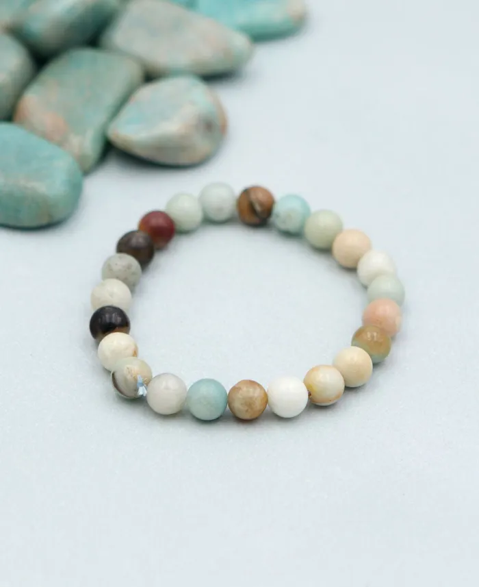 Buddha Groove Amazonite Gemstone Bead Bracelet Bracelets